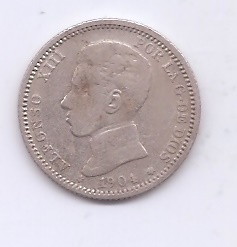 ALFONSO XIII DEL AÑO 1904 DE 1 PESETA